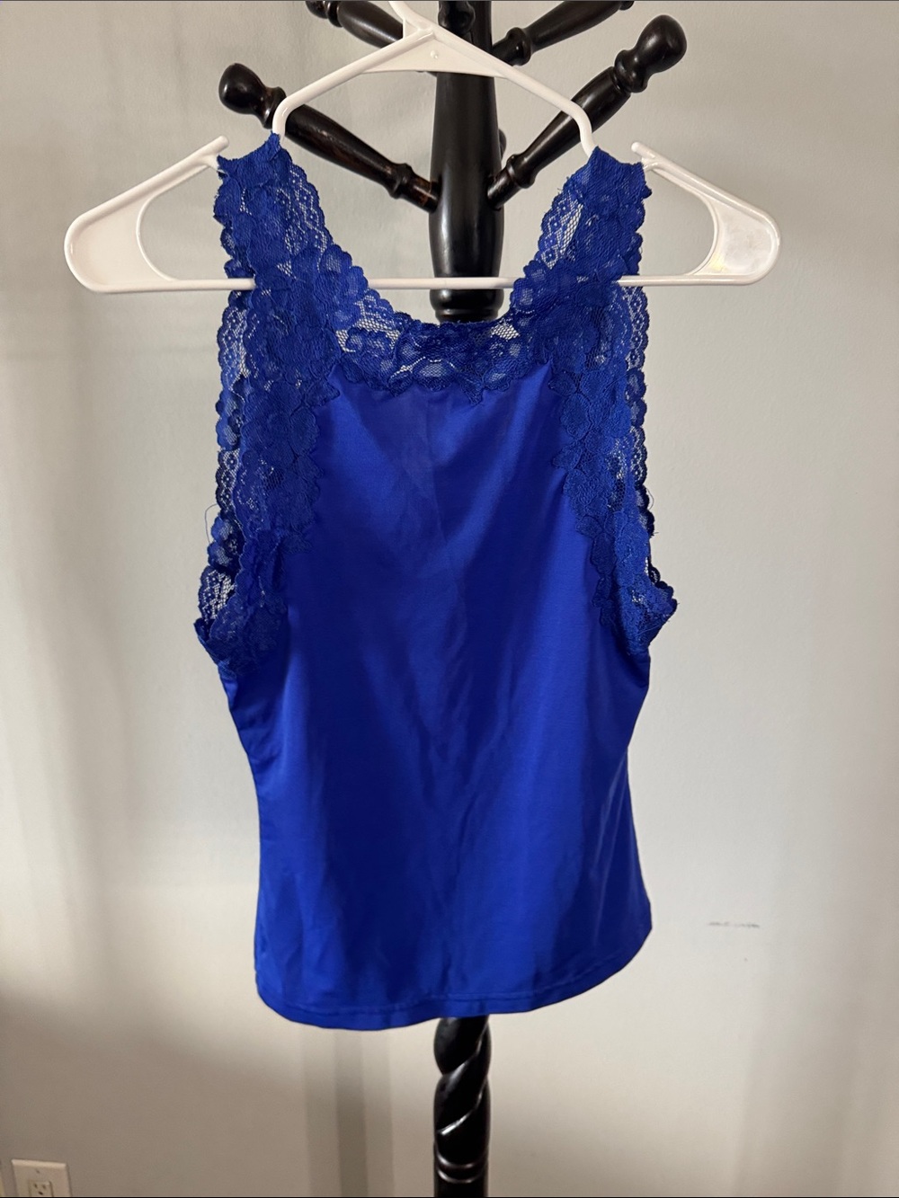 Royal Blue Lace Trim Tank Top 29.T - Picture 3 of 3